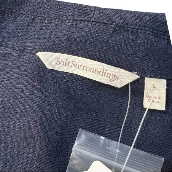 Soft Surroundings Tencel Linen Blend Navy Blue Blazer Jacket Size Large NWT - Picture 11 of 16